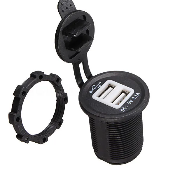 Автомобильный USB Зарядное устройство автомобиля Зарядное устройство Универсальный мотоцикл Лодка 3.1A 5V