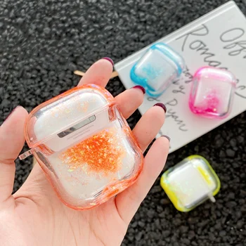 

for Airpods Pro case Glitter Neon Candy Clear Fluorescence Transparent Fluor Liquid Quicksand Hard PC Cover for Air pods Coque