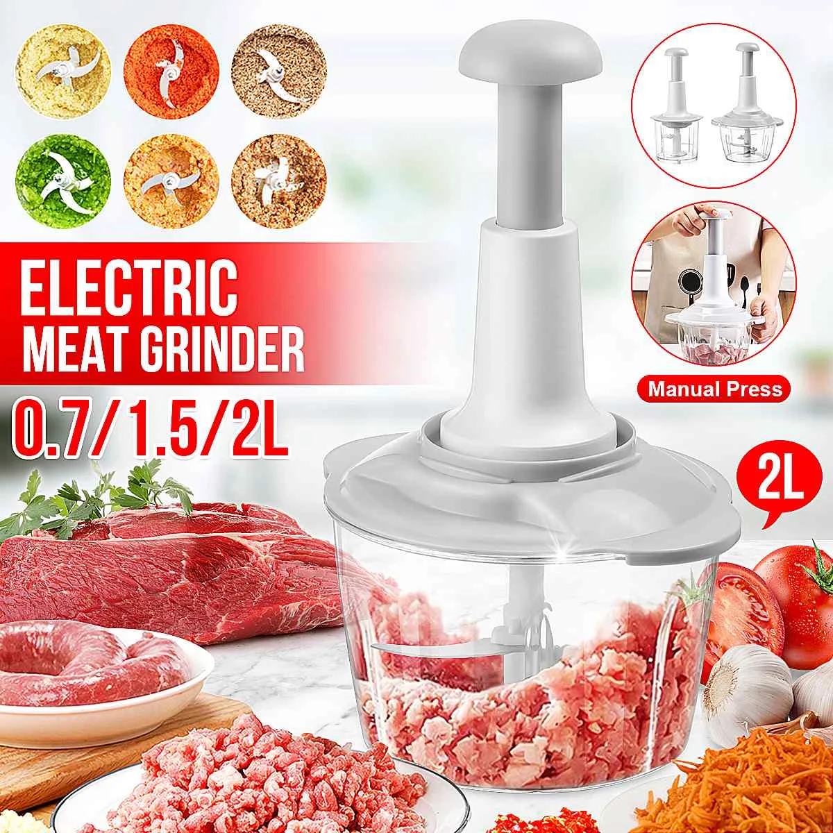 Manual Vegetable Grinder Press Type Household Garlic Meat Cutter