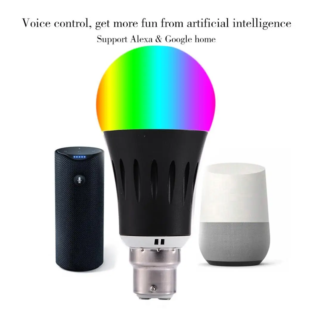 

7W Wifi LED Smart Intelligent Light Bulb Cell Phone AC85-265V WiFi 2.4GHZ Black App Control