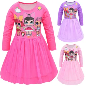 

Toddler Girls Christmas Dress 2019 Autumn Lol Dress Cartoon Princess Dress Winter Long Sleeve Doll Baby Kids Clothes for Girl
