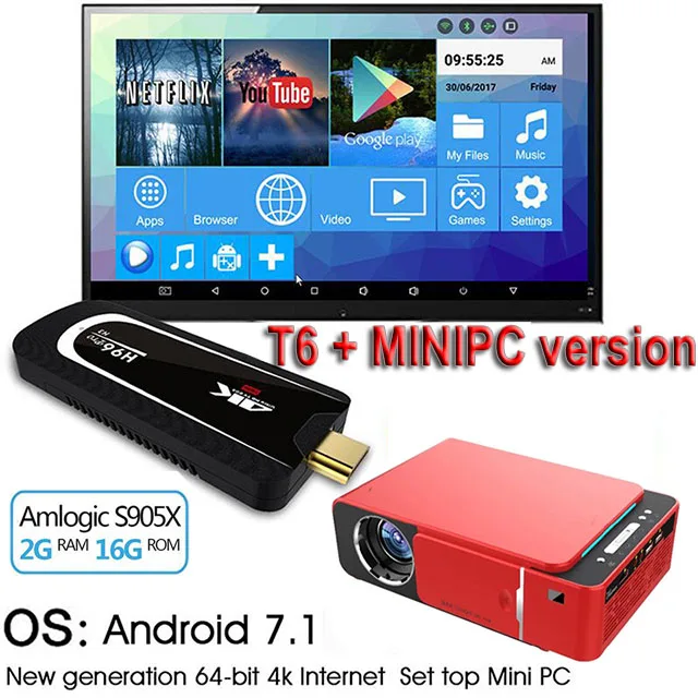 Basic red H3 UNIC T6 1280x720 светодиодный проектор 3500 люмен Keystone USB HDMI VGA AV проектор домашний кинотеатр Proyector - Цвет: Basic red H3