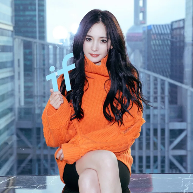 

2019 Winter New Star All-in-one Knitting Orange Wool Sweater Women Turtleneck Sweater Women Winter Clothes Women