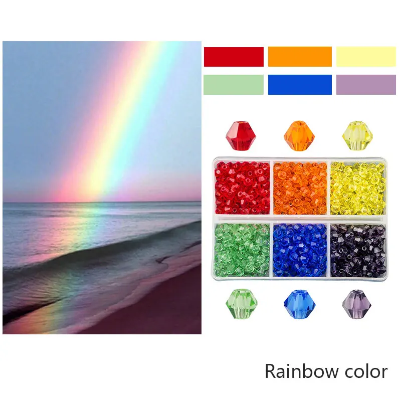 rainbow color 600 шт 4 мм стеклянные двухконусные бусины кристаллические граненые бусины Австрия 5238 бисер вышивка для изготовления ювелирных изделий лучшие продажи цветов - Цвет: rainbow color