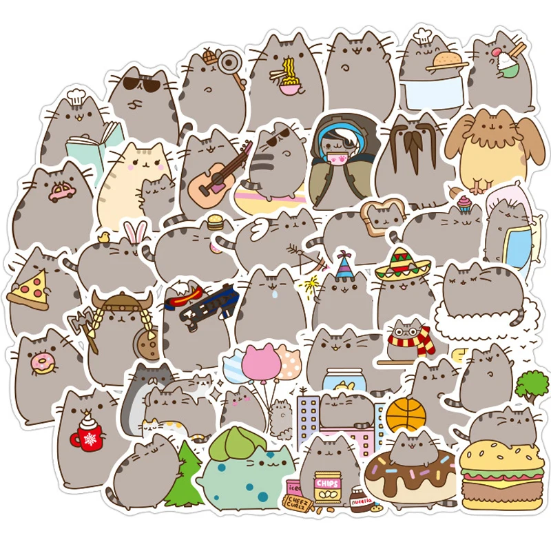 

100Pcs Kawaii Chunky Cat Stickers Guitar Skateboard Fridge Laptop Suitcase Phone Decal Waterproof Graffiti Sticker Kids Toys