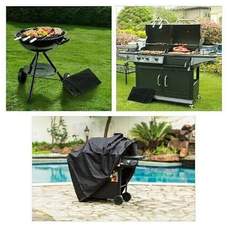 2020 siyah su geçirmez barbekü kapak açık yağmur ızgara Barbacoa Anti toz koruyucu gaz kömür elektrikli dikenli bahçe mobilyaları