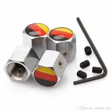 1 Set Pppular Anti Theft Lock Fahrzeug Auto Rad Reifen Ventil Stem Luft Kappen mit Deutschland Flagge chrom