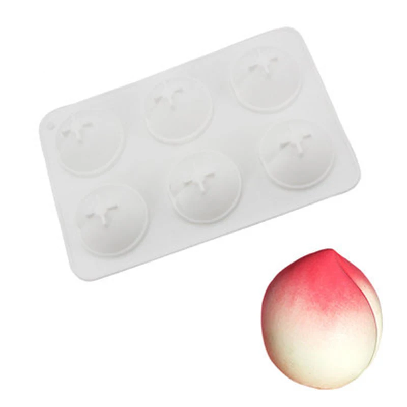 peach Силиконовая форма для торта в форме фруктов, 3D форма для выпечки, шоколадная выпечка, кексы, противень для выпечки фруктов, яблок, лимона, груши, вишни, Мусса - Цвет: peach
