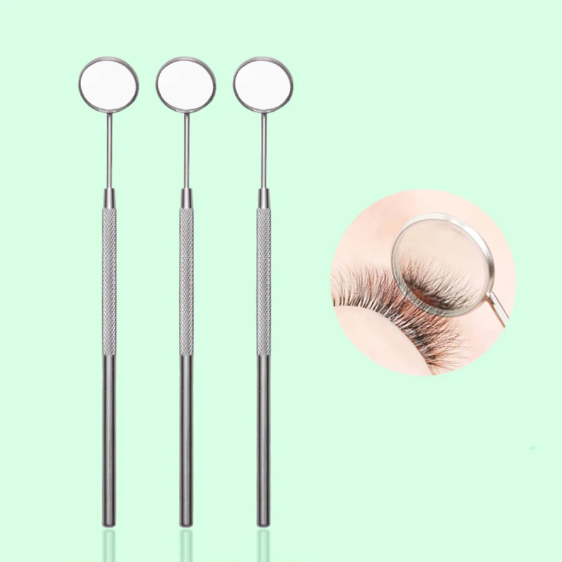 Espejo para Injerto de extensiones de pestañas, herramienta de maquillaje con mango de acero inoxidable para el cuidado bucal