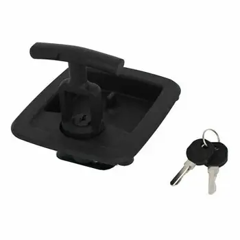 

Door Toolbox Plastic Folding T-handle Security Latch Lock Locker Black w 2 Keys