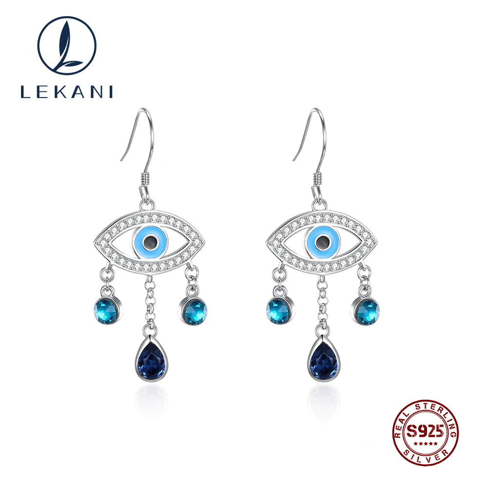 LEKANI 925 серебряные серьги с подвеской Stelring, украшенные кристаллами Swarovski для женщин, свадебные ювелирные изделия, подарки