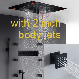2 inch body jets Современный термостатический душевой набор, 6 функций, светодиодный, Ceilinig, 600x800 мм, двойной дождевой водопад, массажный, туманный, светодиодный - Цвет: 2 inch body jets