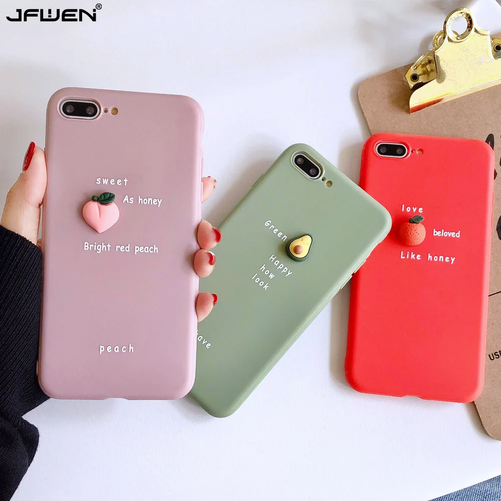 

Cute 3D Fruit Silicone Case For iPhone 11 Pro XS Max X XR 7 6 6S 8 Plus Case Back Cover Avocado Candy Color Soft TPU Phone Cases