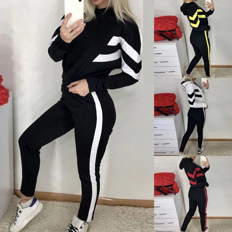 Зимний комплект из 2 предметов, толстовка, спортивный костюм для женщин ...