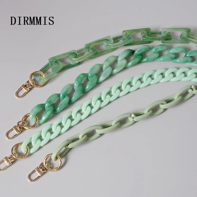 New Fashion Woman Handbag Accessory Parts Cute Chain Green Acrylic Resin Chain Luxury Strap Women Shoulder Clutch Handle Chain