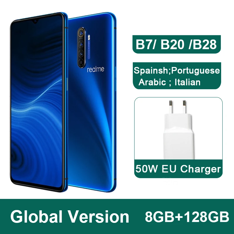 Realme X2 Pro X 2 глобальная версия CN распродажа 6,5 ''мобильный телефон Snapdragon 855 Plus 64MP Quad камера телефон nfc 50W быстрое зарядное устройство - Цвет: Global 8G 128G Blue