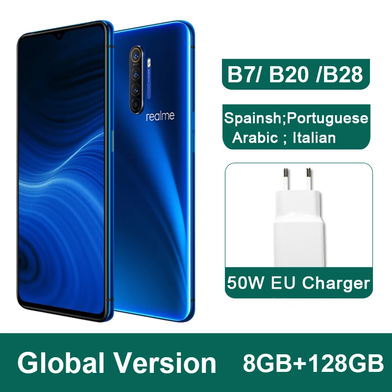 Global 8G 128G Blue Realme X2 Pro X 2 глобальная версия CN распродажа 6,5 ''мобильный телефон Snapdragon 855 Plus 64MP Quad камера телефон nfc 50W быстрое зарядное устройство - Цвет: Global 8G 128G Blue