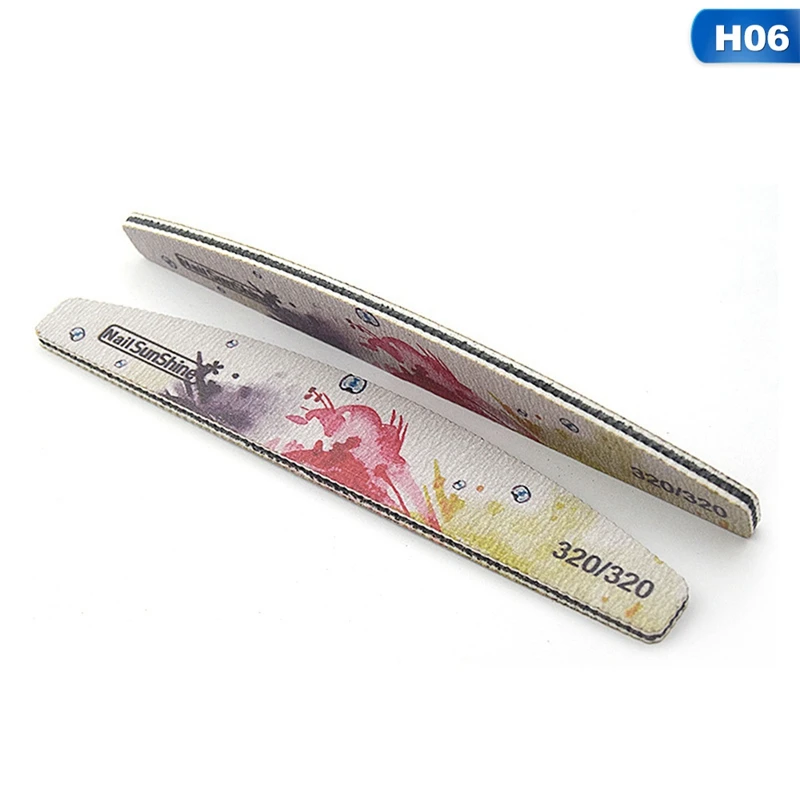 25Pcs/Pack New Nail File Flower Printed Nail Buffer Block Colorful Lime A Ongle 80/100/150/180/240/320 Half-Moon Nail File Tool - Цвет: 320 320 Grit