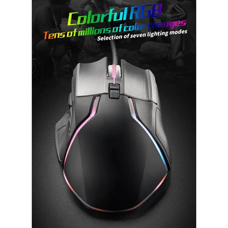 

USB Wired Gaming Mouse 6400 DPI Macro Programme 8 Buttons RGB Magnetic Mouse