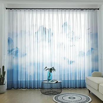 

Manufacturer Direct Chiffon Digital Printing Landscape Painting Simple Light Shielding Soft Tone Elegant Product Customization