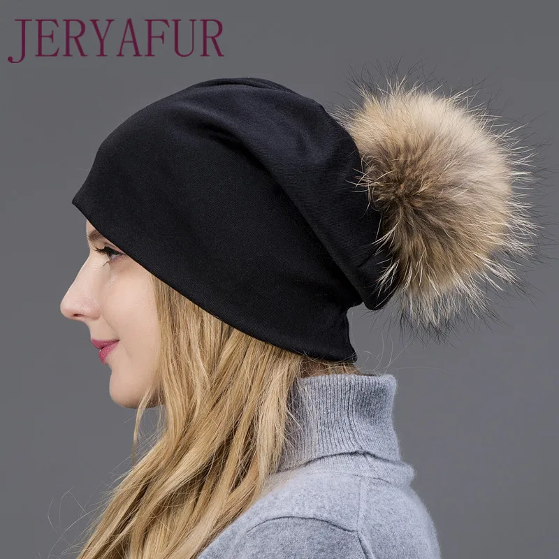 neue heisser Verkauf режим Frauen fruhling Und Herbst Winddicht Staub Dünne шапки Mit Fuchs Pelz Oder waschbyaren Pelz pompom A