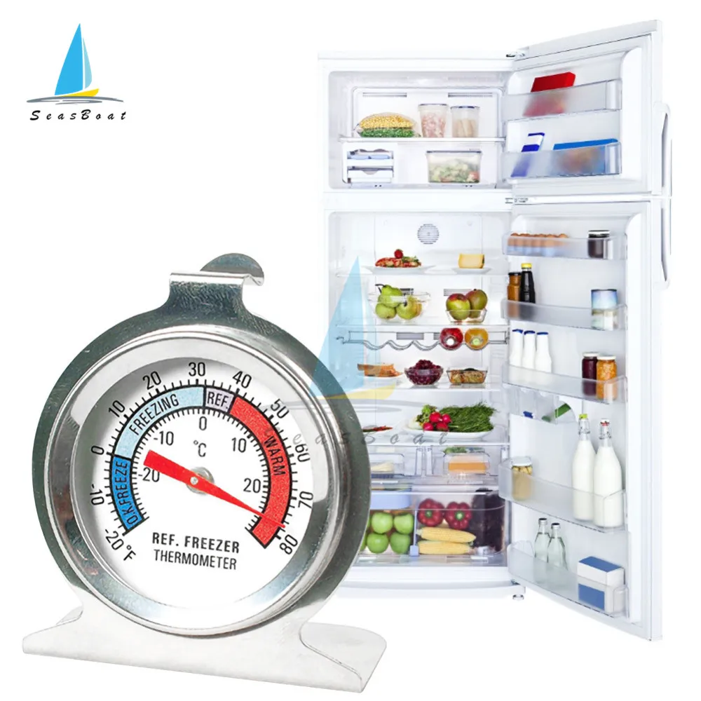 Refrigerator Freezer Thermometer Fridge DIAL Type Stainless Steel Hang Stand