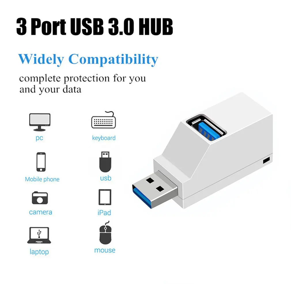 Мини 3 порта USB 3,0 концентратор высокоскоростной передачи данных сплиттер коробка адаптер для ПК ноутбук MacBook Air Pro