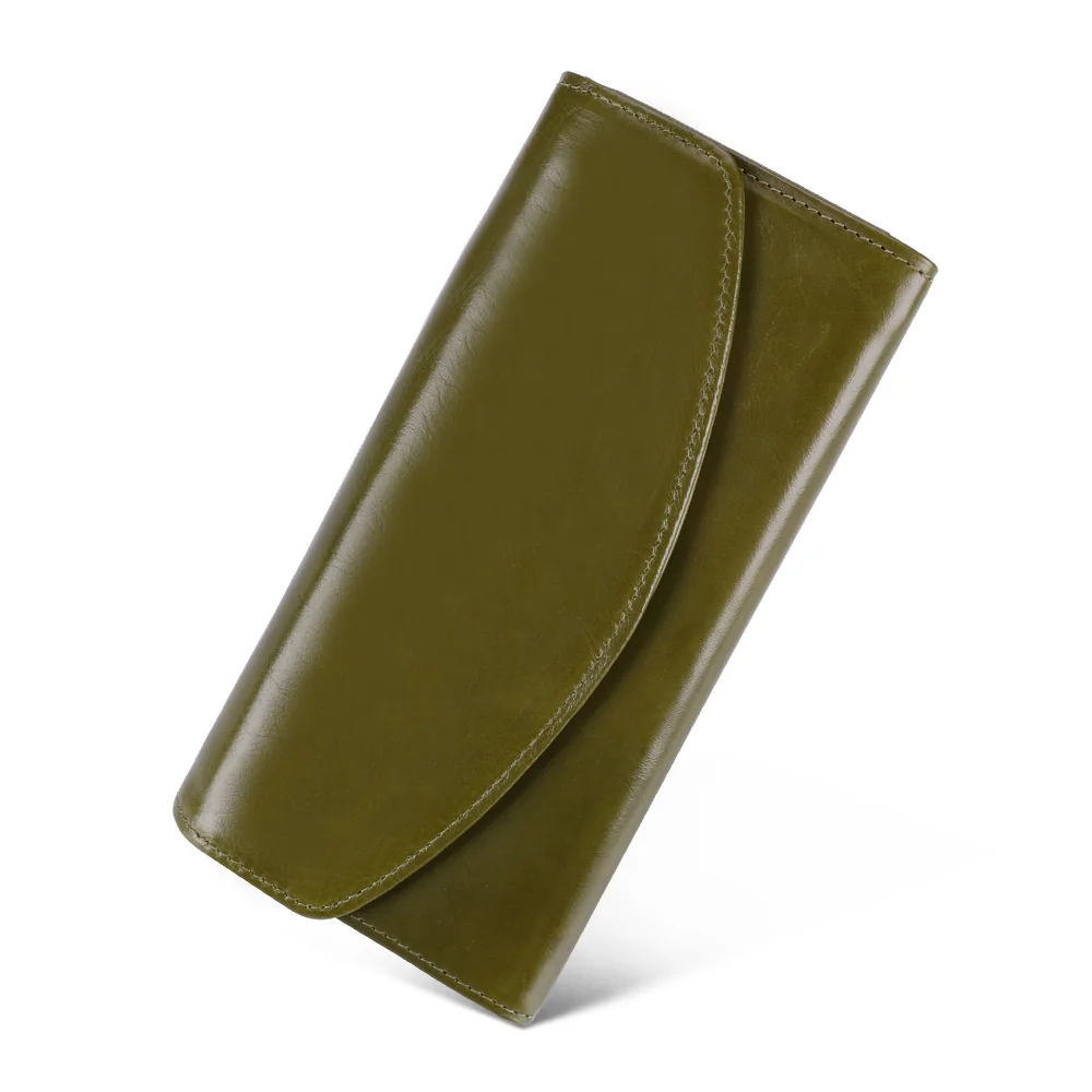 JOGUJOS натуральная кожа Для женщин Длинный кошелек RFID дизайн кошелек сцепления кошелек для телефона сумка портмоне Для женщин длинный держатель для карт чехол-портмоне - Цвет: Green