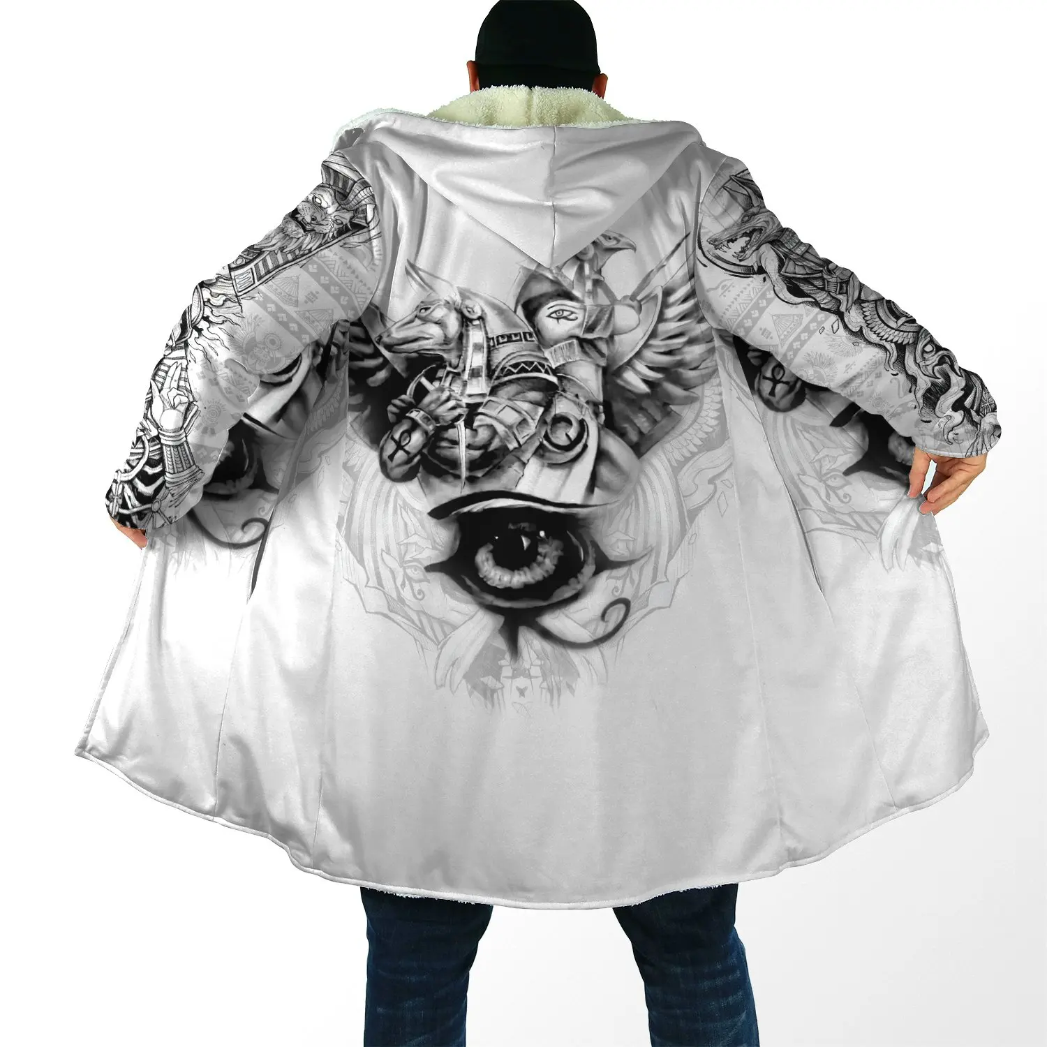 Winter Herren Mit Kapuze mantel Alte Ägypten Augen Von Horus 3D Druck Fleece wind breaker Unisex Casual Dicke Warme Kapuze mantel PF20 – Detail 8