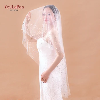 

YouLaPan V29 2020 Single Layears White Ivory Wedding Veil Bridal Veil wedding Accessories Voile de mariee Appliques Wedding Veil