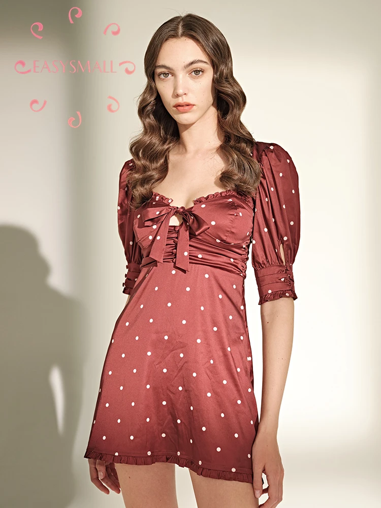EASYSMALL For love and lemons, женское платье, модное, сексуальное, волнистое, красное, точечное, сарафан, эксклюзивный, высокое качество, обтягивающее, повседневное, с высокой талией