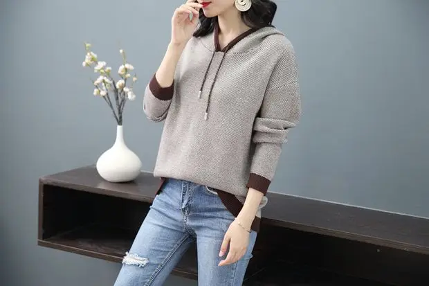 Распродажа Moleton Feminino Inverno Moletom Feminino 9273 женский полосатый пуловер с капюшоном, пол 59-1,4 строк, 2 полки