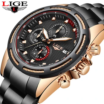 

2020 LIGE Fashion Mens Watches Top Brand Luxury Male Sport Quartz Watch Men Steel Strap Waterproof Chronogprah Relogio Masculino
