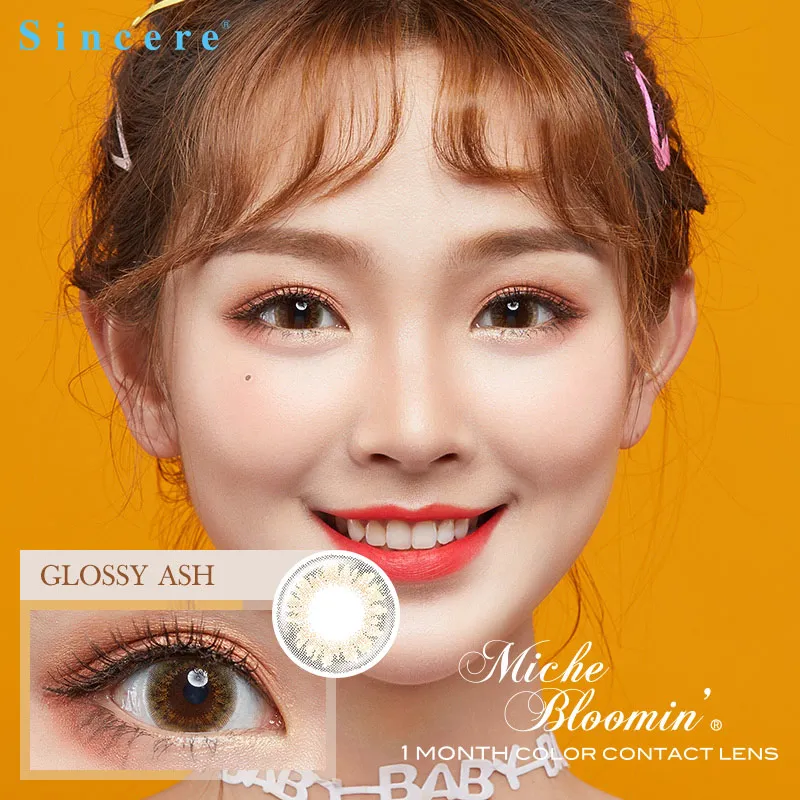 Glossy Ash Глянцевые контактные линзы пепельного цвета для глаз ежемесячное использование в течение 30 дней бренды линз - Цвет: Glossy Ash