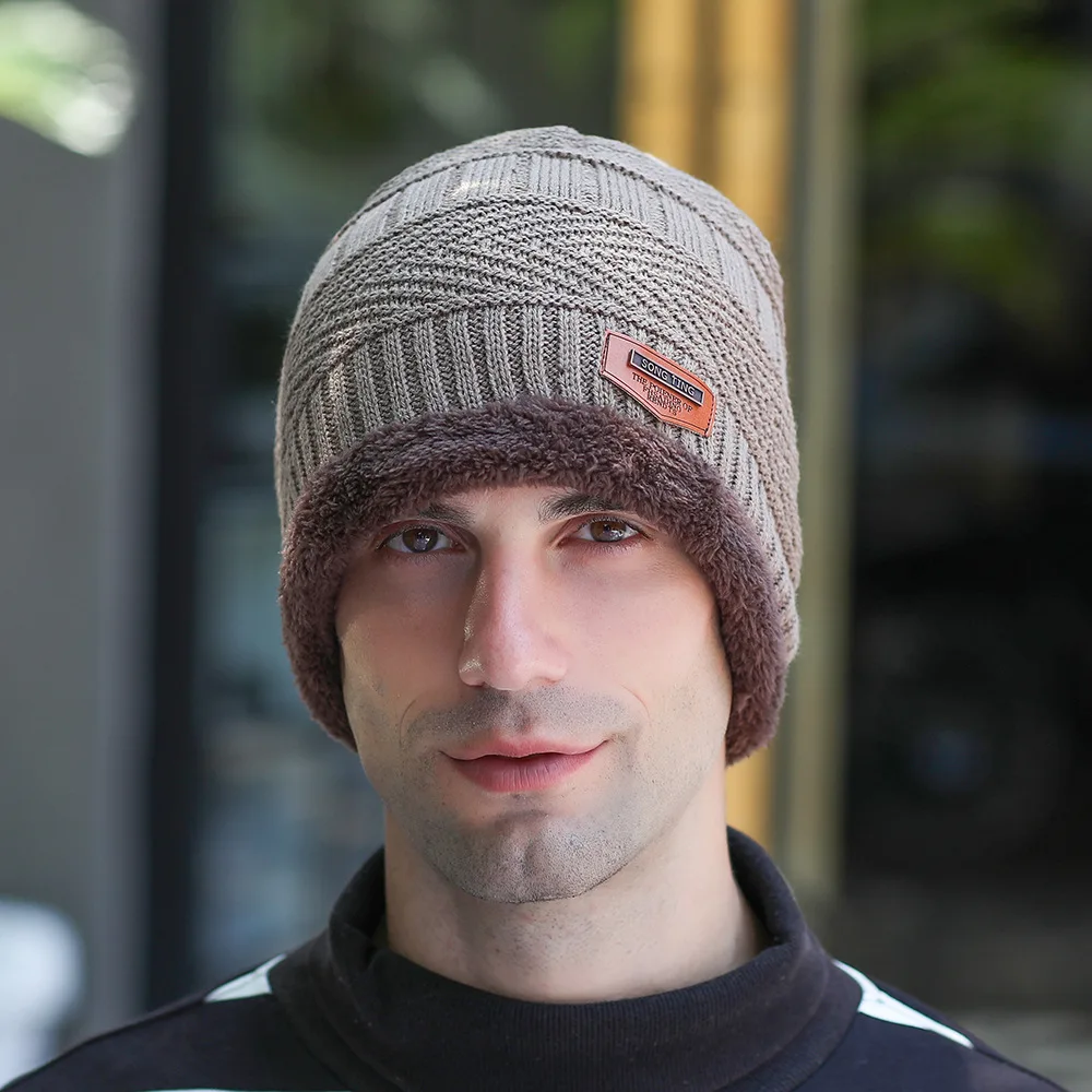 Skullies Beanies мужской шарф вязаная шапка Gorras Para Hombre капот теплая шерсть хлопок толстые зимние головные уборы для мужчин и женщин шапка бини - Цвет: 8
