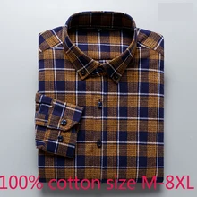 Новая мода хлопок клетчатое с длинным рукавом мужские повседневные платья рубашки Умные повседневные фланелевые мужские большие размеры 5XL 4XL 5XL 6XL 7XL