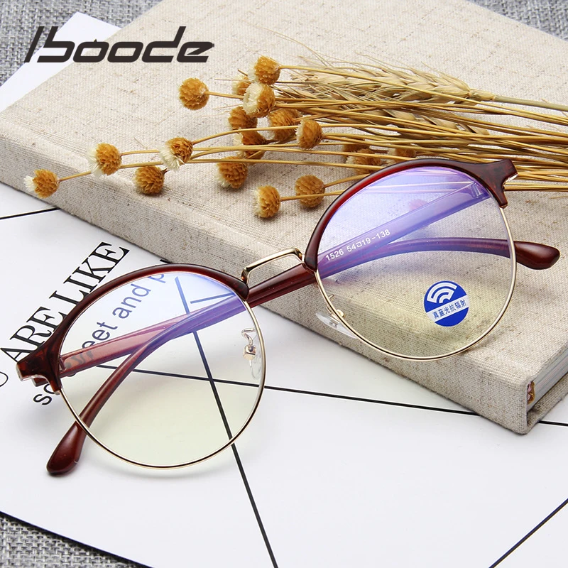 

iboode Retro Round Anti Blue Ray Computer Glasses for Men Women Anti Blue Light Blocking Spectacles Eyewear Frames for Ladies