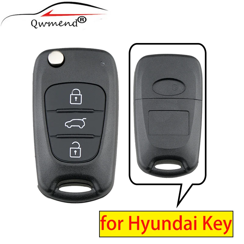 QWMEND Car Key Shell for Hyundai IX35 KIA Rondo Sportage Soul Rio Flip Key Case Cover 3 Buttons TOY40 Blade