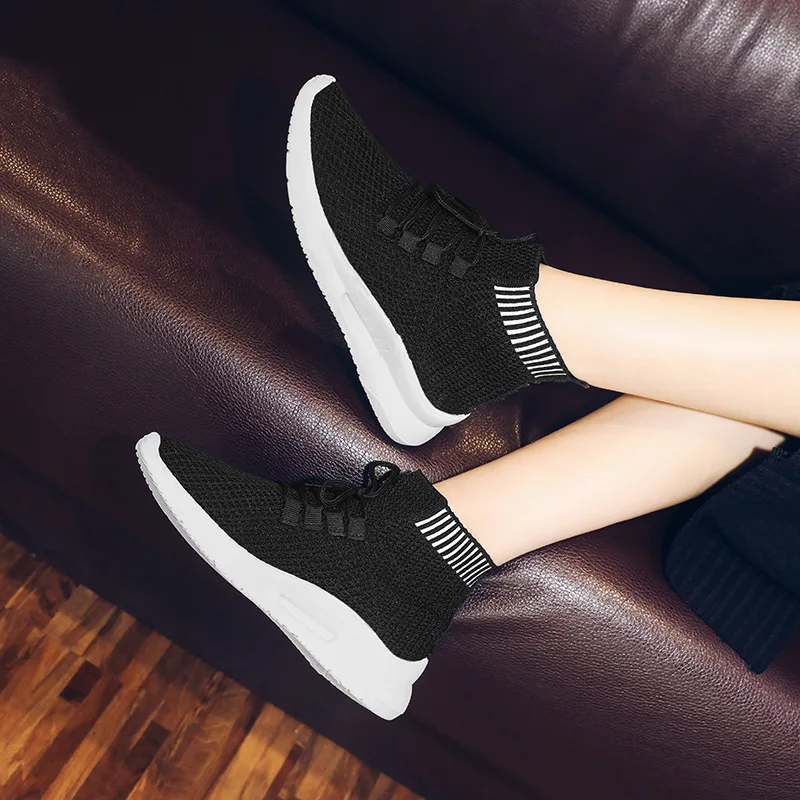 

Classic New Style 2019 Korean-style Anti-slip Loafers Lightweight Elasticity Casual wa zi xie Women's Fly Woven Athletic Shoes