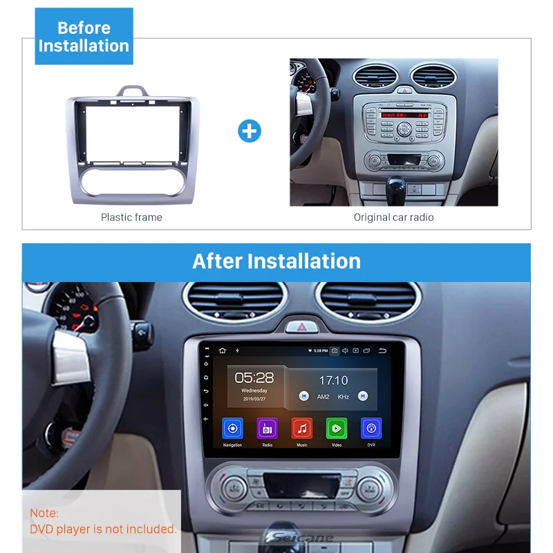 Seicane Автомобильная Радио фасции рамка 9 дюймов для 2009 FORD FOCUS Dash монтажный комплект отделка панели без зазора 2din