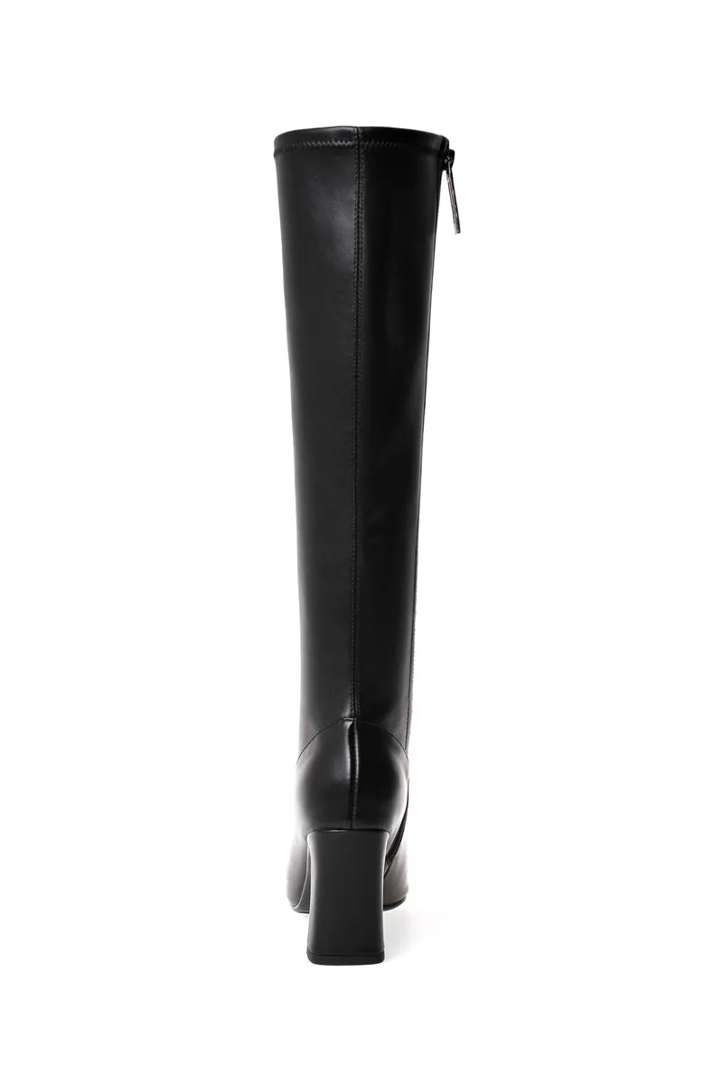 MORAZORA/; Новое поступление; модные пикантные сапоги до колена; женские сапоги из натуральной кожи на толстом высоком каблуке с острым носком; однотонная зимняя обувь