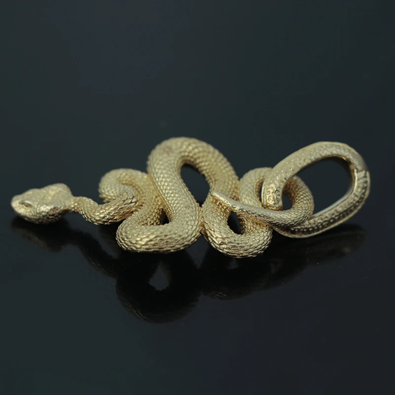 Змей бронзовый брелок латунный брелок для ключей ручной работы Золотой Модный Животное змея кольцо для ключей с сумочкой кулон панк-рок