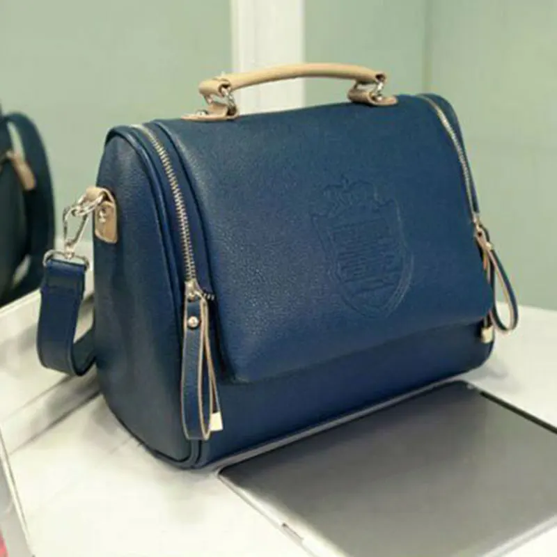 Blue NEW Women Shoulder Crossbody Bag Zipper Large Capacity PU Leather for Mobile Phone - Цвет: Blue