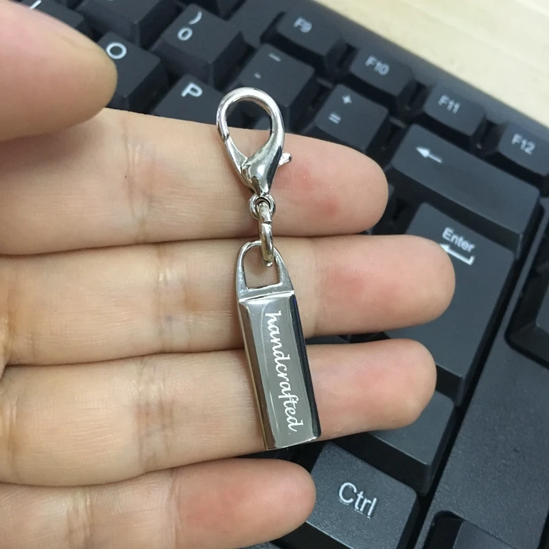 silver 20-100 pieces,5 colors 50*9mm handcrafted laser engraving with small clasp for purse puller,handcrafted bag pull slider - Цвет: silver