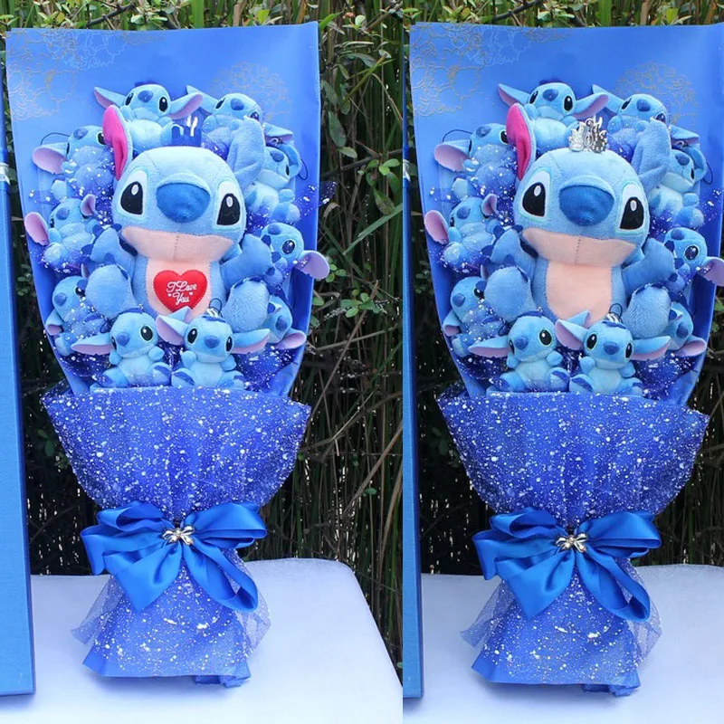 Disney Stitch Flower Bouquet Cartoon Lilo Stitch Plush Toy Doll Bouquet