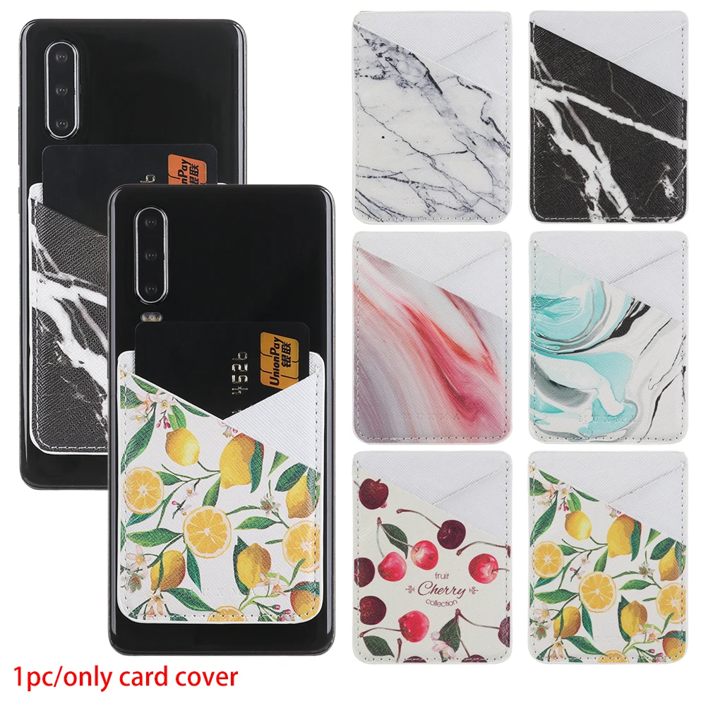 Self-Adhesive Cell Phone Card Holder Pouch Storage Wallet Universal Credit Card Fashion PU Leather Sticker Stick-on Back Pocket