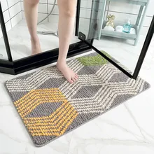 Современный Флокированный абсорбирующий нескользящий коврик для ванной комнаты, толстый напольный коврик для входной двери, домашняя спальня, полосатый коврик для ног