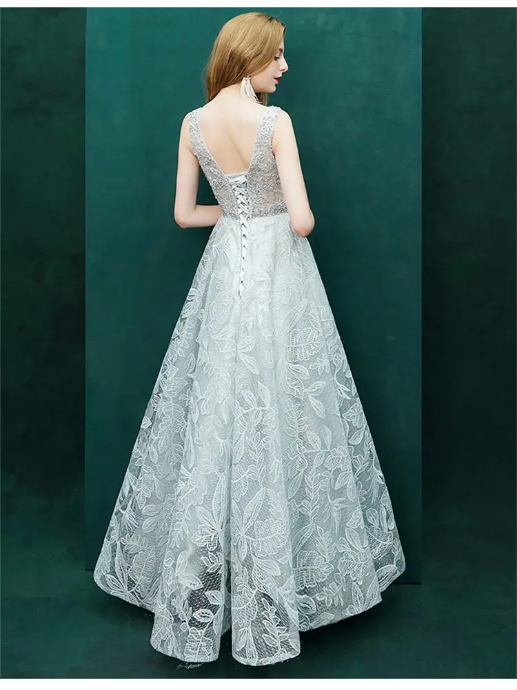 It's Yiya вечернее платье с v-образным вырезом без рукавов длиной до пола Robe De Soiree аппликации с открытой спиной А-силуэта женские вечерние