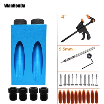 

Woodworking Pocket Hole Jig Kit 6/8/10mm Angle Drill Guide Set Hole Puncher Locator Jig Drill Bit Set for Kreg DIY Wood Tools