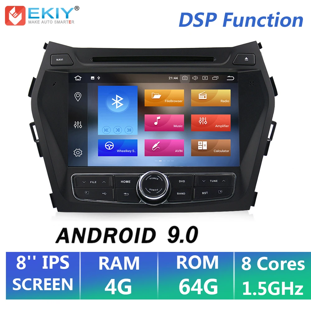EKIY ips 2din Android 8,0 DVD мультимедиа плеер для hyundai Santa Fe IX45 автомобильное радио с GPS навигации стерео аудио плеер